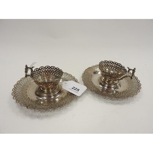 225 - Pair of Turkish white metal cup holders on stands, gross weight approx. 128g