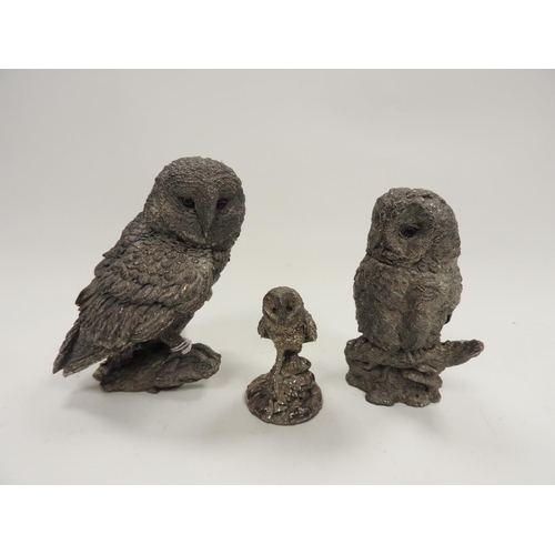 227 - Three hallmarked sterling silver filled models of owls