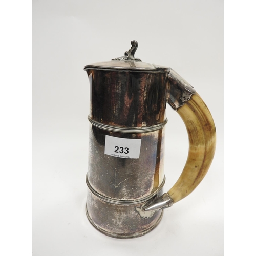 233 - Victorian electro-plated hot water jug with warthog tusk handle, height 22cm