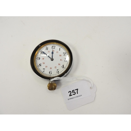 257 - 1930s chrome cased dashboard clock/watch, 56mm diameter