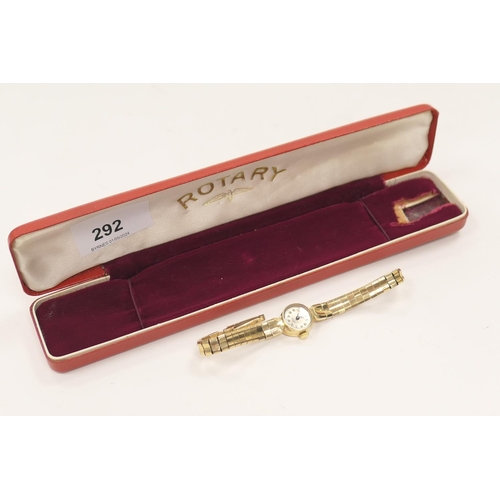 292 - Rotary 9ct gold lady's bracelet wristwatch, gross weight approx. 18.8g with original box