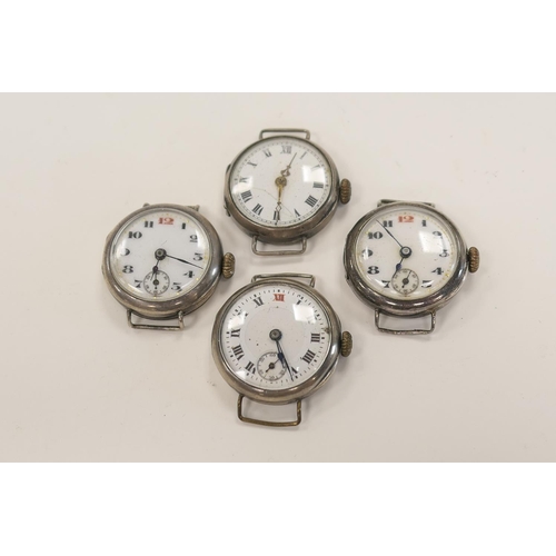 293 - Four ladies' vintage silver wristwatches, all of Swiss manufacture