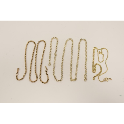 9ct gold choker chain necklace, 44.5cm, weight approx. 8g; also a 9ct ...