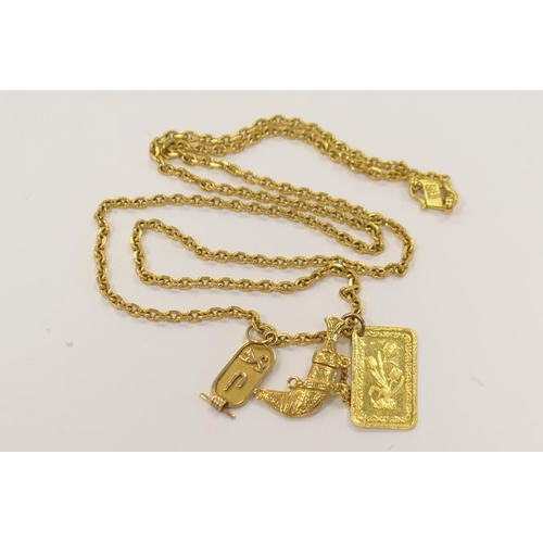 322 - Catalogue amendment: Gold filled anchor chain necklace marked '22c BGF', supporting a 2.5g fine gold... 