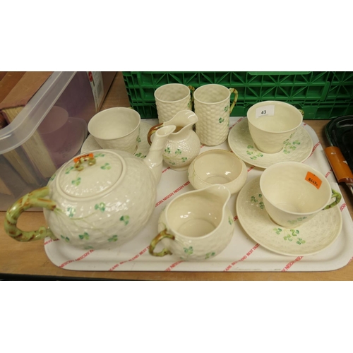 43 - Belleek porcelain tea wares