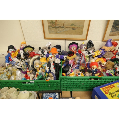44 - Collection of assorted porcelain headed and other clown dolls (2 boxes)