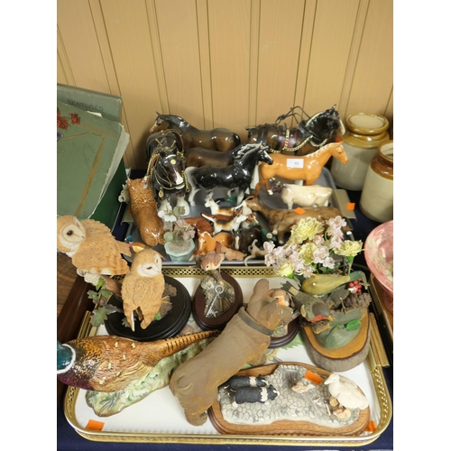 65 - Assorted animalier ornaments including Beswick Pheasant, other Beswick figures, Country Artists barn... 