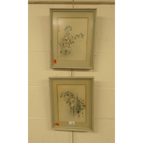 80 - Japanese School, pair of ornithological watercolours, signed