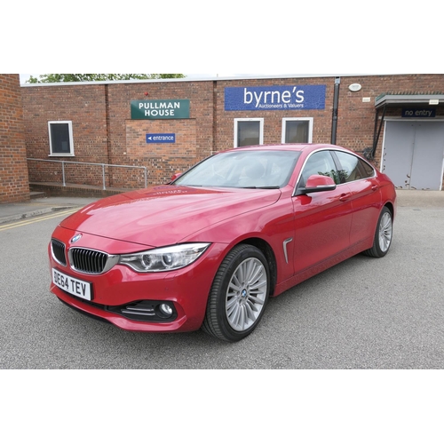 580 - BMW 420i Grande Coupe motor car, reg. DE64 TEV, four door automatic, mileage 67,425, finished in red... 