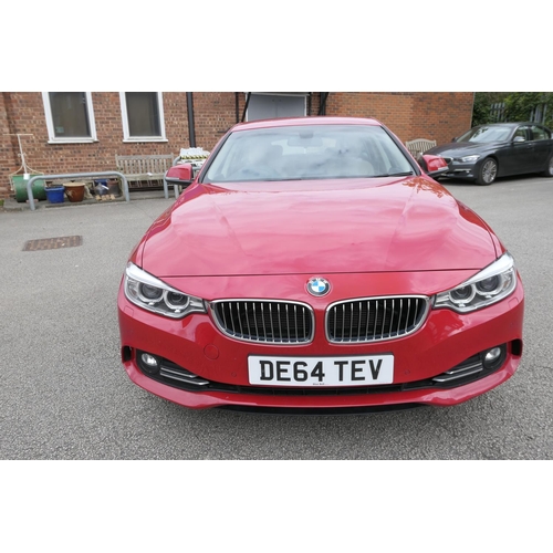 580 - BMW 420i Grande Coupe motor car, reg. DE64 TEV, four door automatic, mileage 67,425, finished in red... 