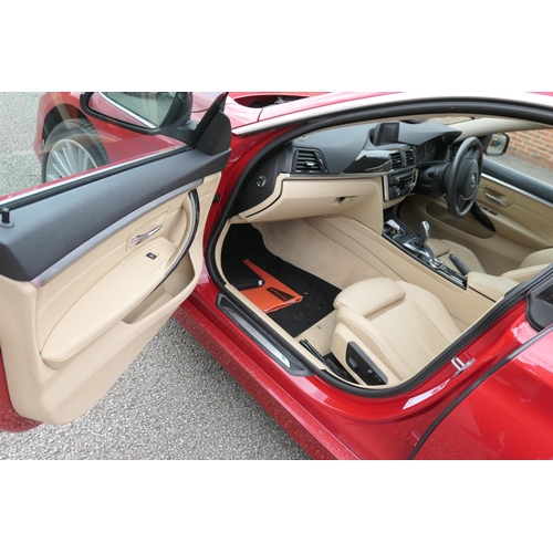 580 - BMW 420i Grande Coupe motor car, reg. DE64 TEV, four door automatic, mileage 67,425, finished in red... 