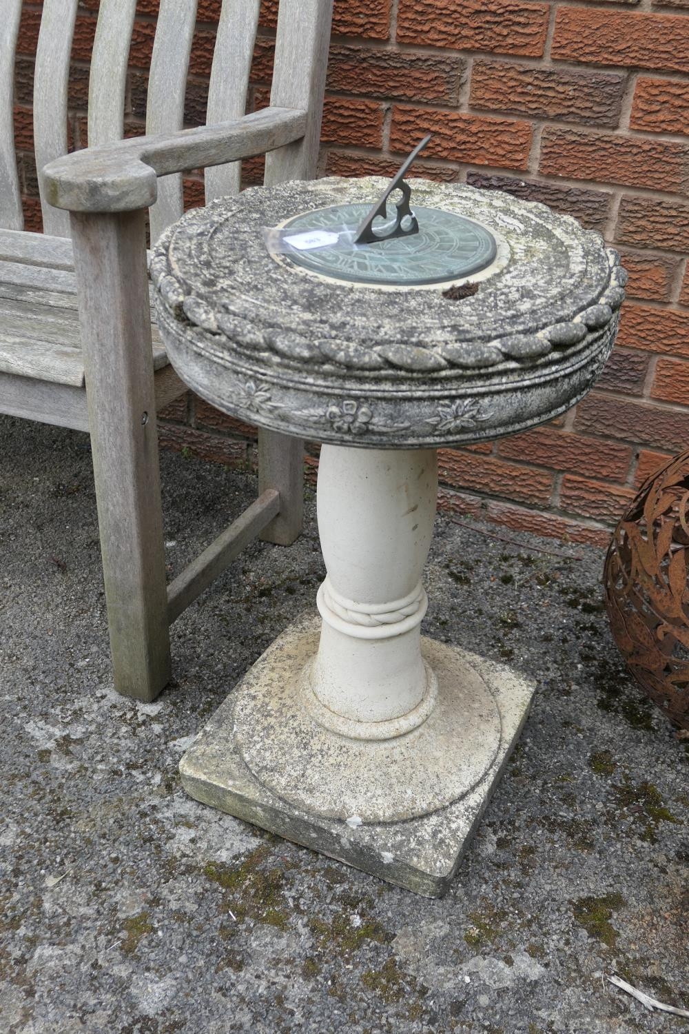 Reconstituted stone pedestal sun dial