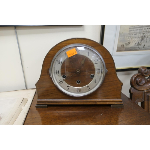 663 - Walnut Westminster chiming mantel clock