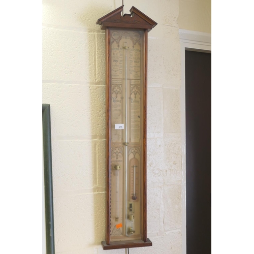 675 - Admiral Fitzroys oak cased barometer, height 102cm