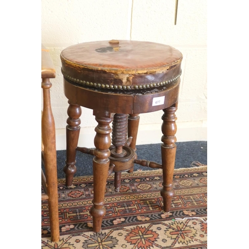 677 - Victorian mahogany revolving music stool