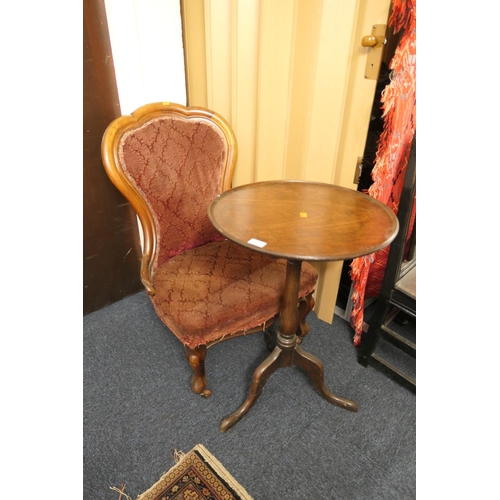 683 - Early 19th Century mahogany dished tilt topped pedestal tripod table, 50.5cm diameter; also a Victor... 