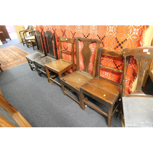 685 - Five provincial oak side chairs, 18/19th Century