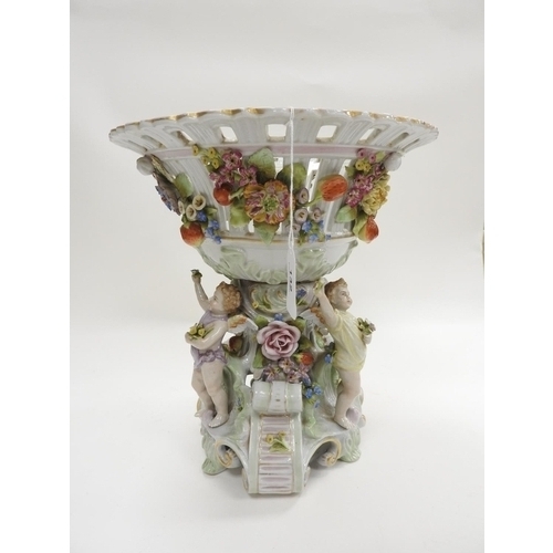 132 - Plaue porcelain table centre, 29cm diameter, height 31cm