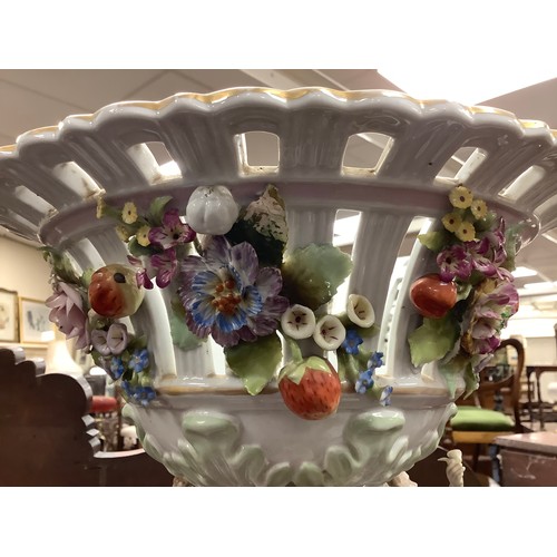 132 - Plaue porcelain table centre, 29cm diameter, height 31cm