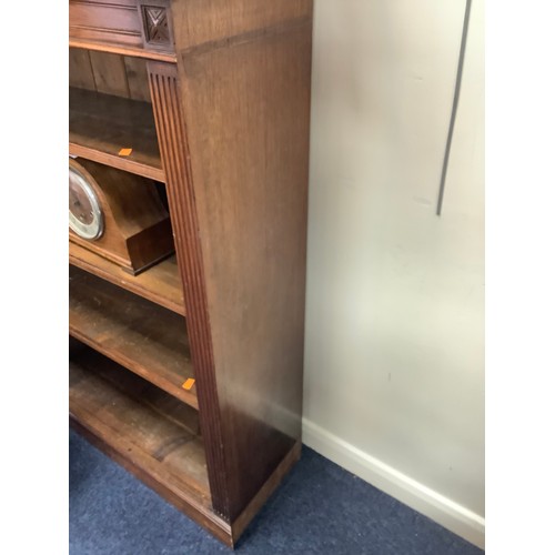 665 - Late Victorian walnut double open bookcase with adjustable shelves, width 168cm, depth 35.5cm, heigh... 