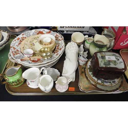 11 - Assorted Victorian and later ceramics including Royal Worcester peach ground tyg, Helena Wolfsohn mi... 