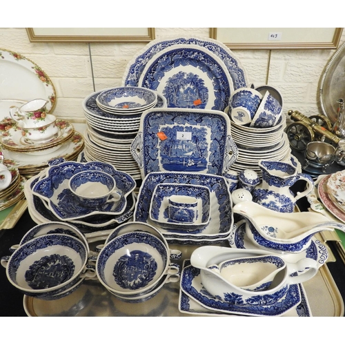 2 - Extensive Masons Vista blue and white printed pottery dinner service and an additional blue and whit... 