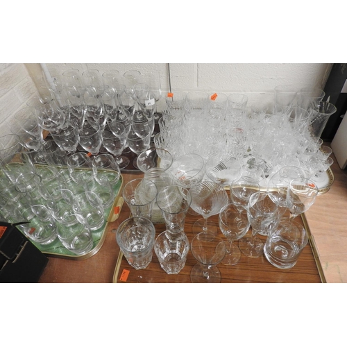 31 - Quantity of cut and moulded modern glassware (4 trays)