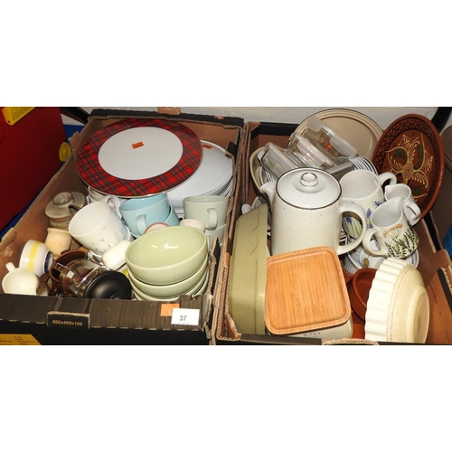 37 - Two boxes of mixed household ceramics and kitchenalia