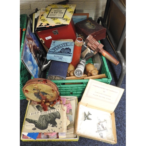 6 - Assorted collectables including three Dinky small aircraft, Merseyside Transport tickets, jewellery ... 