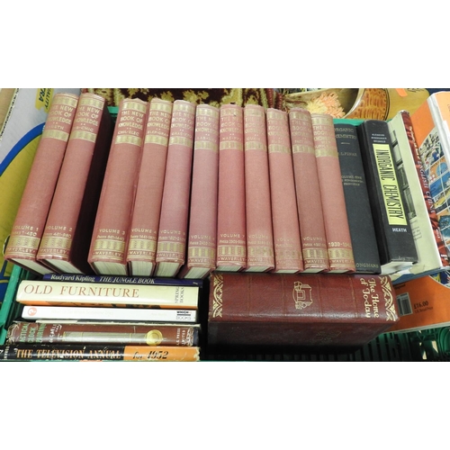 108 - Box of books including the New Book of Knowledge and the Home of Today book; also the Television Ann... 