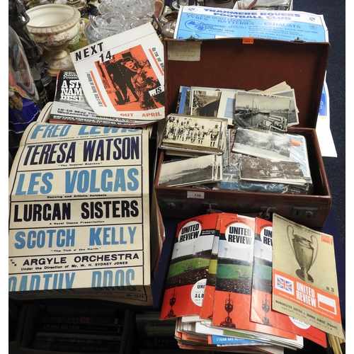 130 - Collectable ephemera including picture postcards, football journals from the 1960s and later includi... 