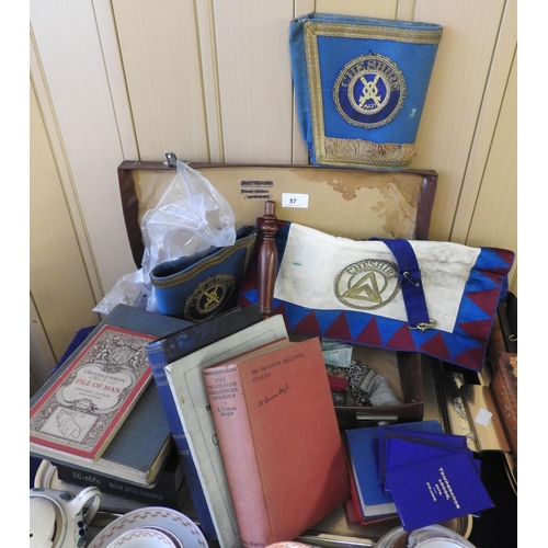 57 - Cheshire Masonic regalia, books, other books (1 tray)