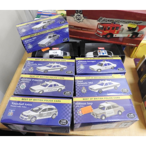 138 - Best of British Police Cars, boxed models (7); also two further Schuco police car models and a Corgi... 