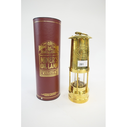 281 - Thomas & Williams brass miner's safety lamp