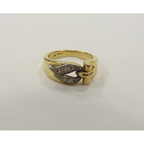 366 - 18ct gold and diamond belt ring, ring size J, weight approx. 6.5g