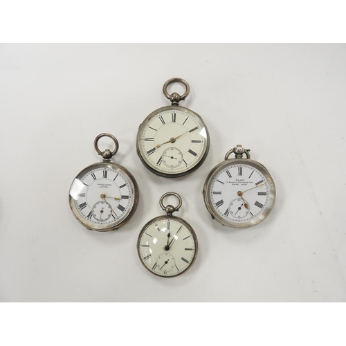 396 - Four silver open faced pocket watches