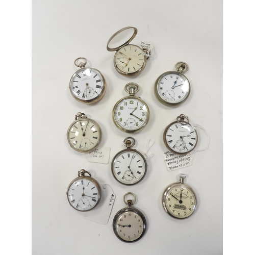 410 - Ten assorted Victorian and later pocket watches including a Rode watch, silver niello pocket watch, ... 