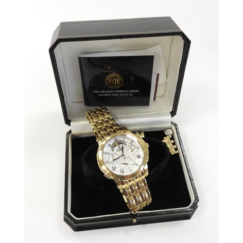 420 - Accurist Grand Complication gold plated gent's multi-function wristwatch with box, outer card box an... 