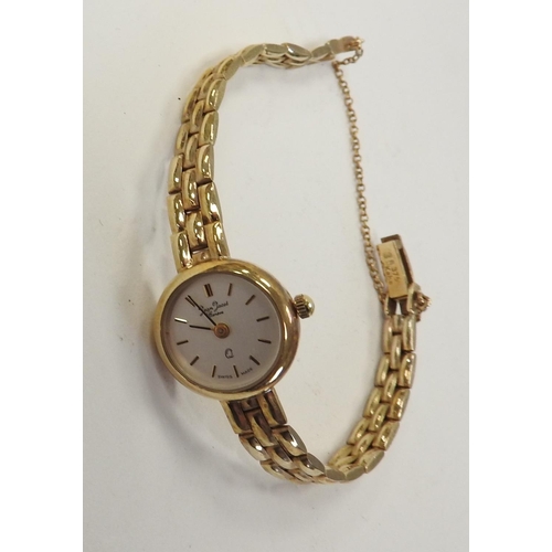 422 - Jean Jacot, lady's 9ct gold cased bracelet wristwatch, gross weight approx. 15.7g