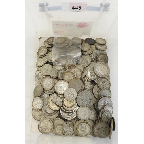 445 - Quantity of British pre-1947 silver coins including half Crowns, florins, shillings, sixpences etc.,... 