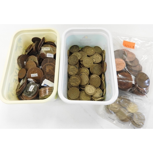 447 - Assorted old copper coins and thrupenny bits