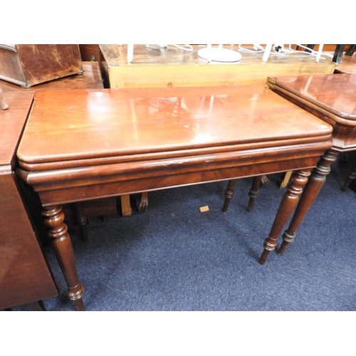 579 - French mahogany folding tea table, width 90cm