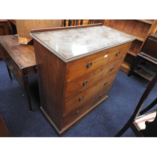 584 - Edwardian mahogany chest of drawers, width 91.5cm, height 100cm