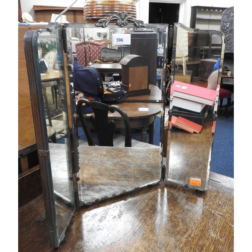 596 - Late Victorian triptych dressing table mirror