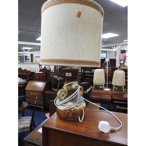 618 - 1970s pottery table lamp with original shade