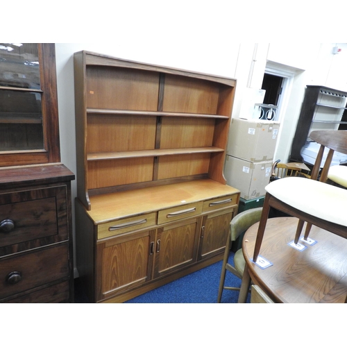 624 - G Plan teak dresser with plate rack, width 143cm, height 177cm