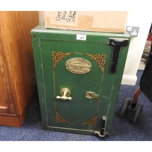 629 - Victorian cast iron safe (open but no key), height 62cm