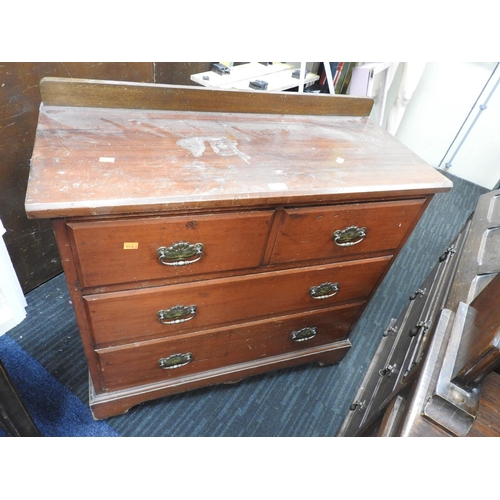 641 - Victorian stained pine chest of drawers, width 94cm, height 92cm