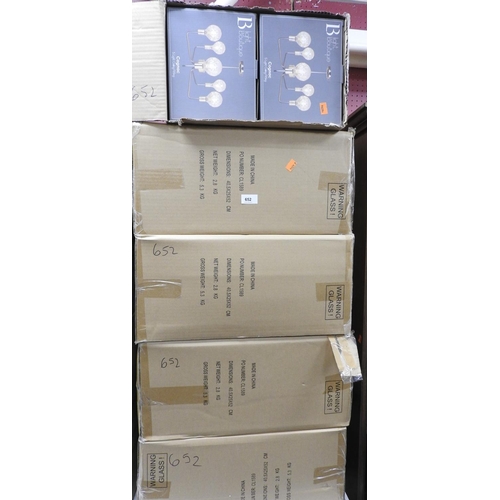 652 - Ten Light boutique cognac five light ceiling chandeliers, all boxed