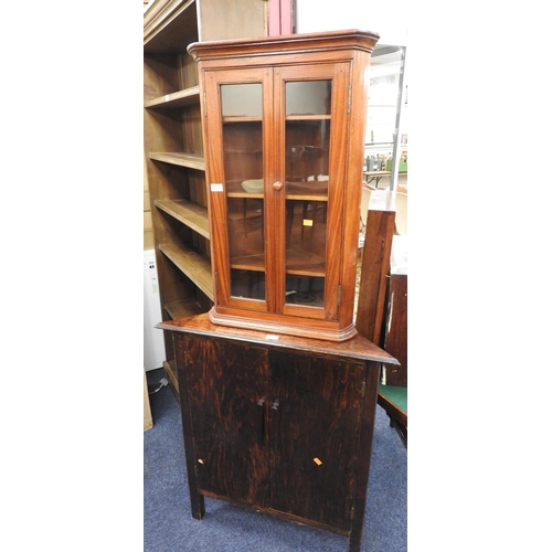 657 - Mahogany glazed corner cupboard and an enclosed floor standing corner cupboard (2)